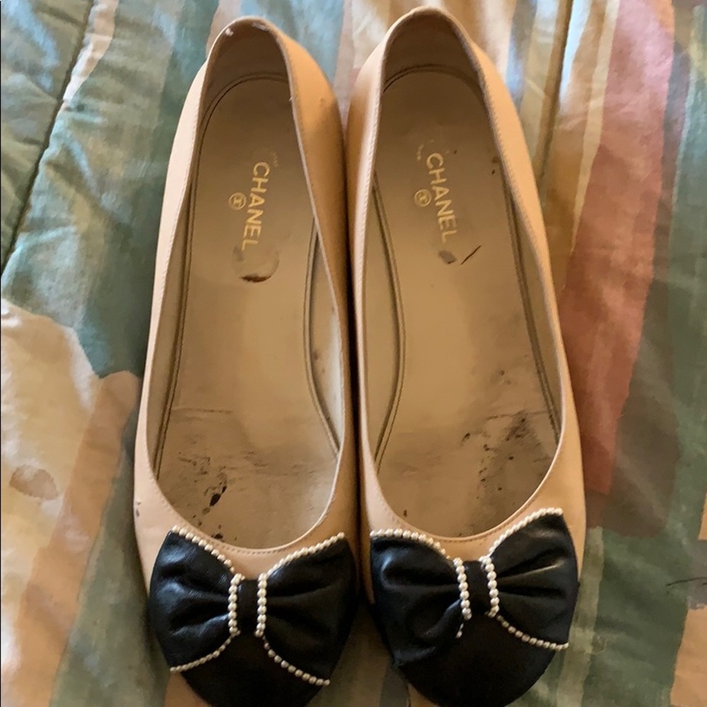 Authentic Chanel Ballet Flat with Bow 40.5